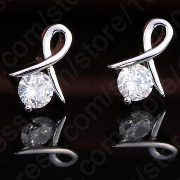 💎 Infinity 925 Sterling Silver Earrings And Necklace Set Bundle - Picture 3 of 7